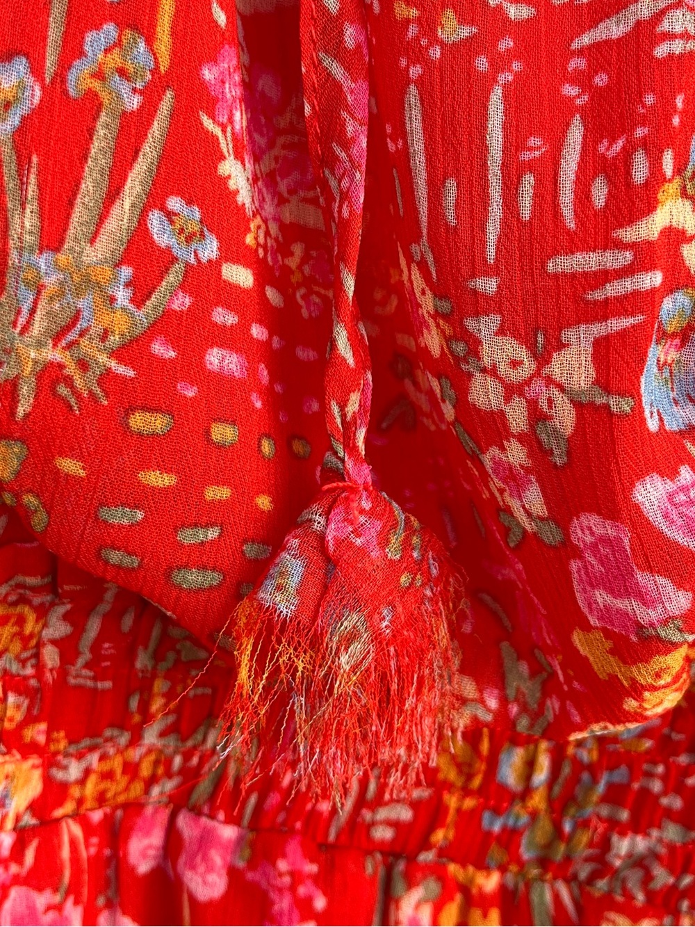 We’re All Pretty Girls Floral Mini Dress Tiered Skirt Orange Size Small - Picture 5 of 9